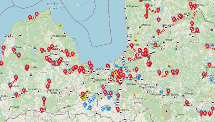 Karte - Latvijas Valsts ceļi