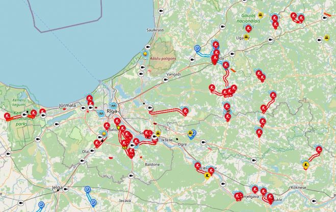 Karte - Latvijas Valsts ceļi