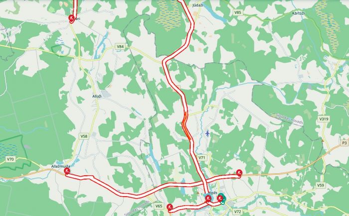 Karte - Latvijas Valsts ceļi