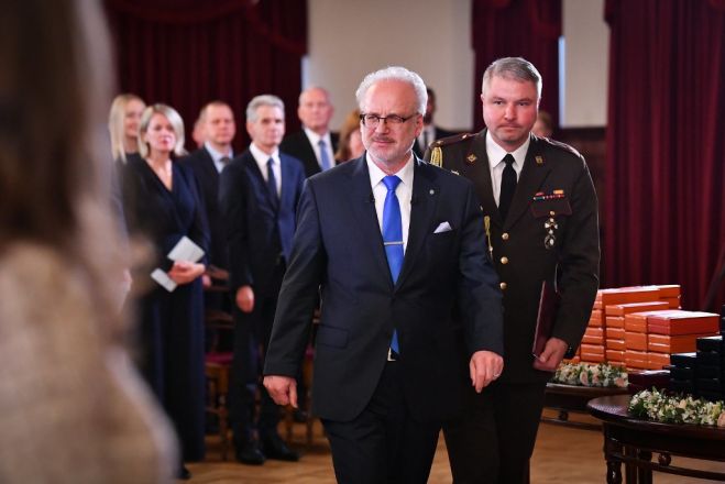 Augstāko Latvijas valsts apbalvojumu svinīgās pasniegšanas ceremonijā. Foto - Ilmārs Znotiņš, Valsts prezidenta kanceleja