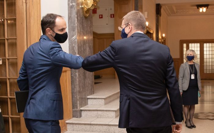 21. oktobrī Latvijas ārlietu ministrs Edgars Rinkēvičs Rīgā tiekas ar Slovēnijas ārlietu ministru Anži Logaru. Foto - Laura Celmiņa, Ārlietu ministrija