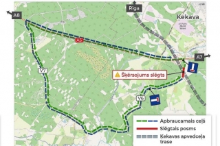 Slēgs vietējā ceļa Ķekava–Plakanciems posmu, kas šķērso Ķekavas apvedceļu