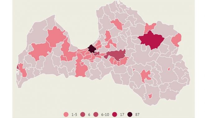 Pašlaik aktīvo saslimšanas gadījumu skaits. Grafika - LETA