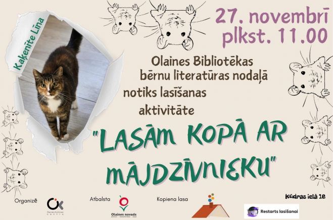 27.XI Aktivitāte "Lasām kopā ar mājdzīvnieku" Olainē