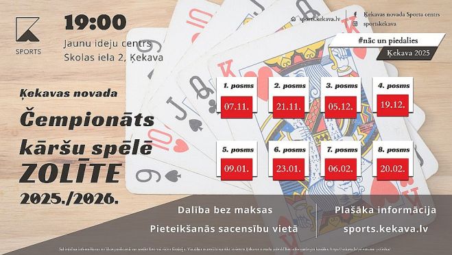 19.XII Ķekavas novada čempionāts kāršu spēlē "Zolīte" Ķekavā