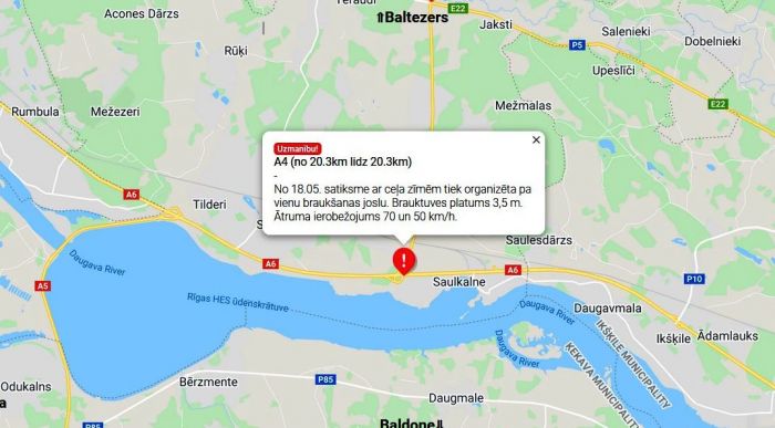 Karte - Latvijas Valsts ceļi