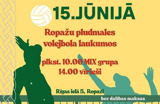 15.VI Ropažu pagasta pludmales volejbola turnīra pirmais posms Ropažos