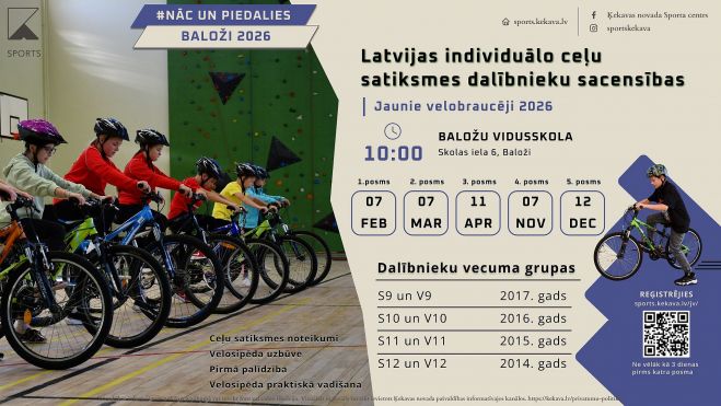 7.II Sacensības "Jaunie velobraucēji 2026" Baložos