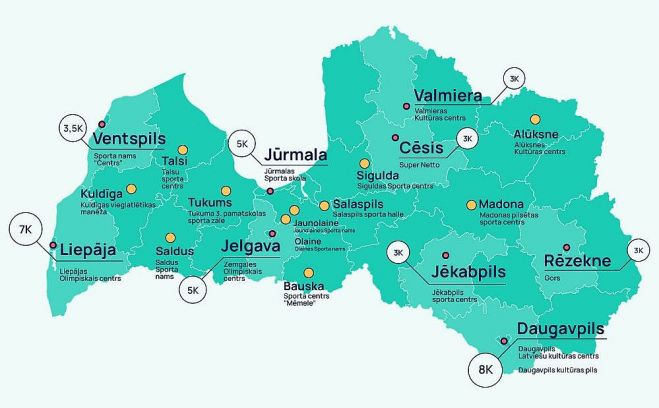 Vakcinācijas centri ārpus Rīgas. Ilustrācija - Vakcinācijas projekta birojs