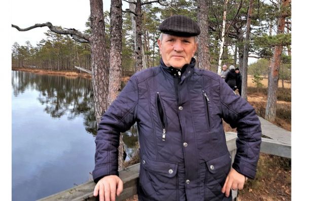 Gunārs Pommers ceļojumā Igaunijas purvos. Foto - no privātā arhīva