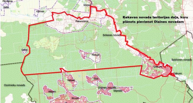 Pagaidām strīdus objekta teritorija aplūkojama vien kartē. Tagad no iedzīvotāju aktivitātes un Vides aizsardzības un reģionālās attīstības ministrijas lēmuma atkarīgs, kuram novadam teritorija turpmāk piederēs, taču jāatceras, ka tas radikāli ietekmēs vairāku simtu cilvēku dzīvi. Ilustrācija – no Ķekavas novada pašvaldības arhīva