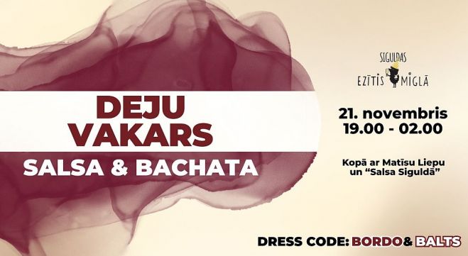 21.XI Salsas un bačatas nodarbība un deju vakars Siguldā