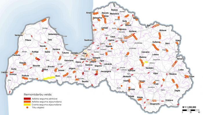 Karte - Latvijas Valsts ceļi