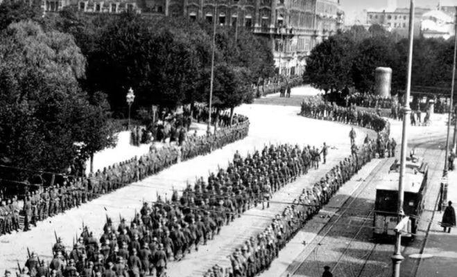 Kadrs no videosižeta &quot;1918. gads. Brīdis pirms Latvijas valsts&quot;