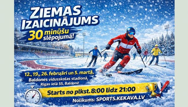 19.II Sacensības "Ziemas izaicinājums 30 minūšu slēpojumā" Baldonē