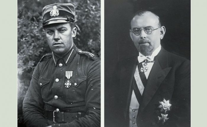 Lāčplēša Kara ordeņa kavalieri Nikolajs Āboltiņš (no kreisās) un Pēteris Sēja. Foto – Ķekavas novapētniecības muzeja arhīvs