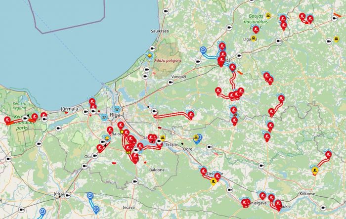 Karte - Latvijas Valsts ceļi