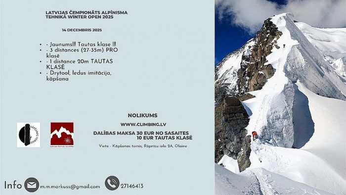 14.XII Latvijas čempionāts alpīnisma tehnikā Olainē