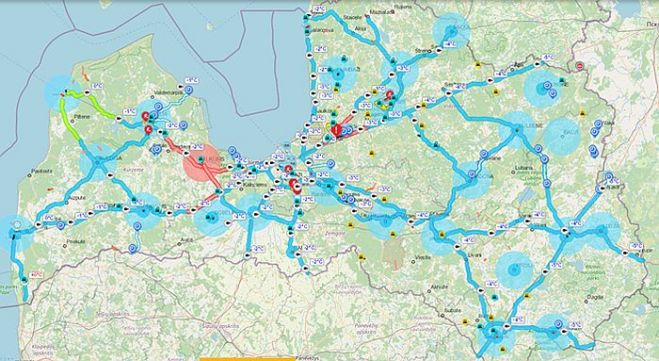 Karte - Latvijas Valsts ceļi