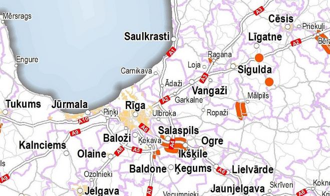 Karte - Latvijas Valsts ceļi