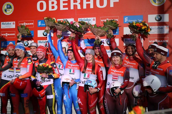 Latvijas kamaniņu braucēju komandai bronza Eiropas čempionāta stafetē