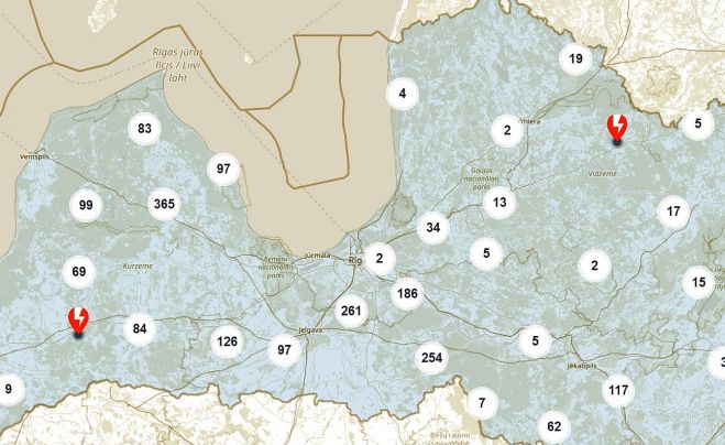 &quot;Sadales tīkla&quot; digitālā atslēgumu karte plkst.18.00