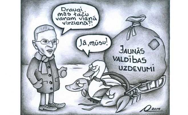 Karikatūra. Valdības vezuma kustināšana