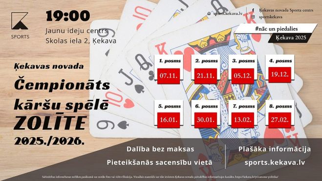 27.II Ķekavas novada čempionāta pēdējais posms kāršu spēlē "Zolīte" Ķekavā
