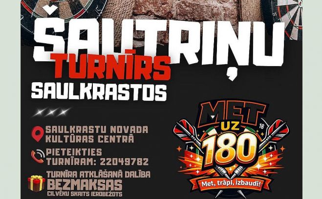 27.I Šautriņu mešanas turnīrs "Met uz 180" Saulkrastos