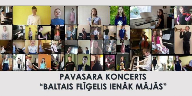 Mākslu skolas “Baltais flīģelis” Mūzikas nodaļas audzēkņi attālināti ne tikai mācījās, bet arī sniedza koncertu par godu mācību gada noslēgumam. Attēls – no Mākslu skolas “Baltais flīģelis” lapas “Facebook”.