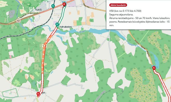 Karte - Latvijas Valsts ceļi