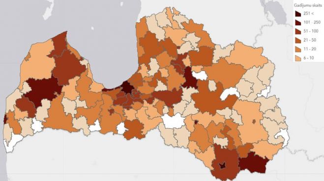 Kopējais reģistrēto saslimšanas gadījumu skaits. Grafika – SPKC