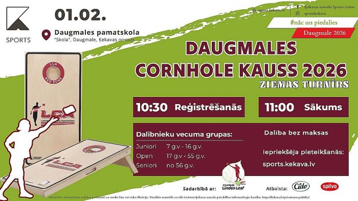 Attēls rakstam: 1.II Kornhola turnīrs "Ziemas Cornhole kauss 2026" Daugmalē