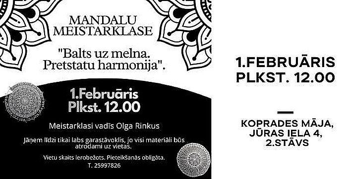 Attēls rakstam: 1.II Mandalu zīmēšanas pasākums "Balts uz melna. Pretstatu harmonija" Carnikavā