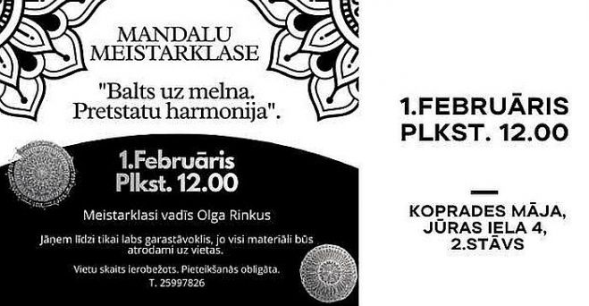 1.II Mandalu zīmēšanas pasākums "Balts uz melna. Pretstatu harmonija" Carnikavā