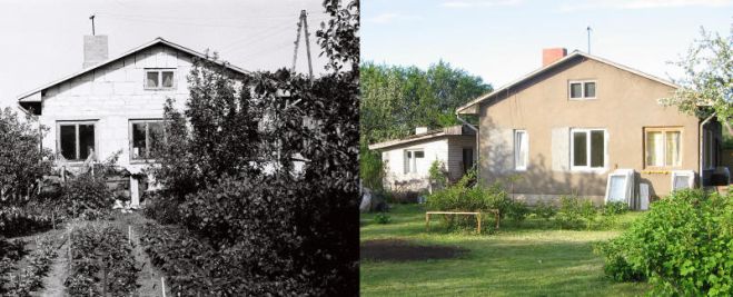 Izcilā latviešu dzejnieka Ojāra Vācieša 70. gados celtajā vasaras mājā Carnikavā nu saimnieko viņa mazdēls Mārtiņš ar ģimeni. Tiesa, māja šajos gados ir krietni pārbūvēta – no oriģinālās vasarnīcas atlikušas tikai trīs sienas un divi logi. Foto – no Ilzes Vācietes privātā arhīva