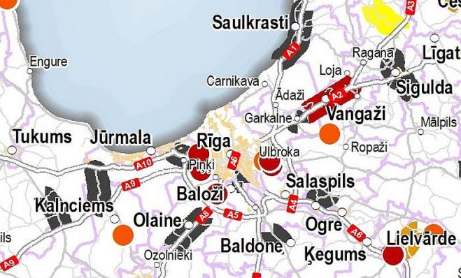 Karte - Latvijas Valsts ceļi