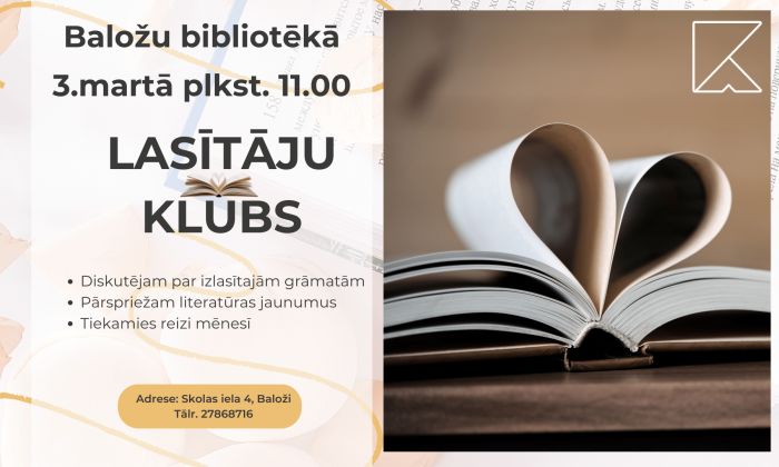 Attēls rakstam: 3.III Lasītāju klubiņa tikšanās Baložos