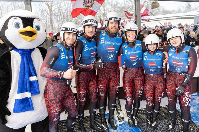 Eduards Ševics-Mikeļševics un Lūkass Krasts uz goda pjedestāla Siguldā kāpa divas dienas pēc kārtas. Foto - FIL