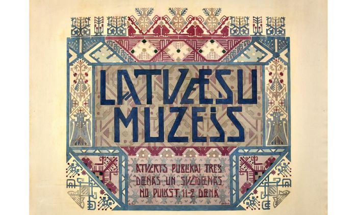 Latviešu muzeja plakāts. 1906. gads. Mākslinieks Ansis Cīrulis