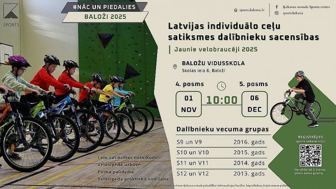 6.XII Sacensības "Jaunie velobraucēji 2025" Baložos