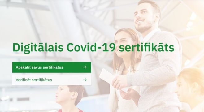 Ekrānuzņēmums no covid19sertifikats.lv