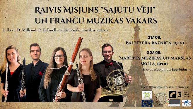 21.-22.VIII &quot;Ensemble Ventus&quot; un Raivis Misjuns kamermūzikas koncertos Baltezerā un Mārupē