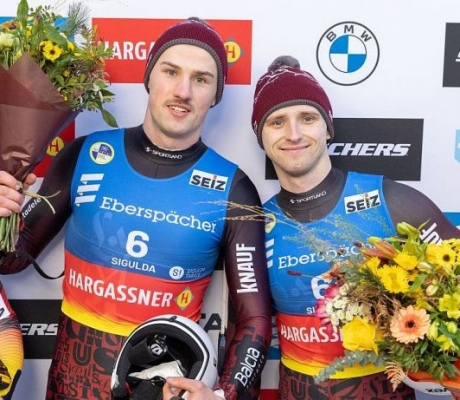 Kamaniņu braucējiem Siguldā sudrabs stafetē Pasaules kausa izcīņas posma noslēgumā